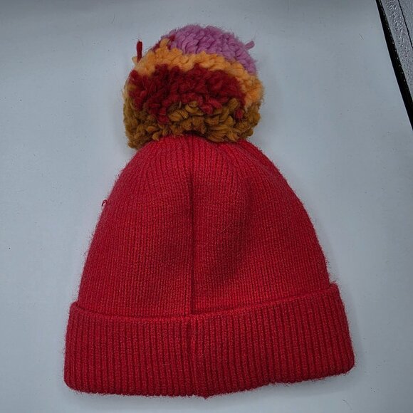 Cat & Jack Girls Red Pom Pom Beanie Winter Warm Outdoors Casual Lightweight - Picture 2 of 8